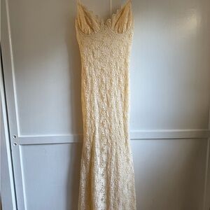 Meshki Cream Lace Maxi Dress